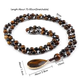 New Drop Pendant 108 Beads Necklace Irregular Hematite Tiger Eye Stone Health Protection Men Long Necklaces Women Yoga Jewelry