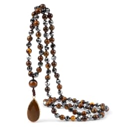 New Drop Pendant 108 Beads Necklace Irregular Hematite Tiger Eye Stone Health Protection Men Long Necklaces Women Yoga Jewelry