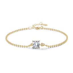 Modian 2021 New Real 925 Sterling Silver Luxury Square Tourmaline Beads Chain Bracelet For Women Paraiba Fine Statement Jewelry