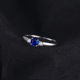 JewelryPalace Created Blue Sapphire 925 Sterling Silver 3 Stones Promise Ring for Women Fashion Gemstone Jewelry Wedding Gift