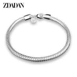 ZDADAN 925 Sterling Silver 4MM 16/17/18/19/20/21/22/23cm Snake Chain Charm Bracelet For Women Fashion Jewelry Gift