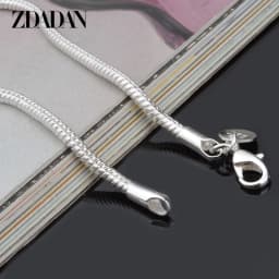ZDADAN 925 Sterling Silver 4MM 16/17/18/19/20/21/22/23cm Snake Chain Charm Bracelet For Women Fashion Jewelry Gift