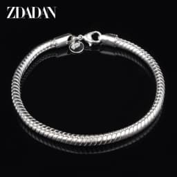 ZDADAN 925 Sterling Silver 4MM 16/17/18/19/20/21/22/23cm Snake Chain Charm Bracelet For Women Fashion Jewelry Gift