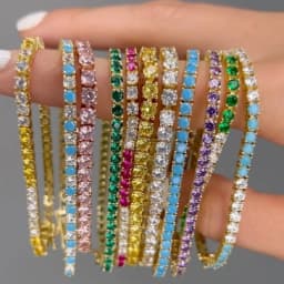 18k Gold Plated 3MM 4 Prong Setted 5A CZ Tennis Chain Bracelet High Quality Green Blue Red Colorful Summer Jewelry