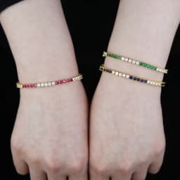 18k Gold Plated 3MM 4 Prong Setted 5A CZ Tennis Chain Bracelet High Quality Green Blue Red Colorful Summer Jewelry