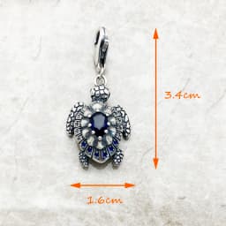 Charm Pendant Turtle With Blue Stones For Men Women Winter Real 925 Sterling Silver Special Lucky Gifts