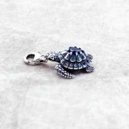 Charm Pendant Turtle With Blue Stones For Men Women Winter Real 925 Sterling Silver Special Lucky Gifts