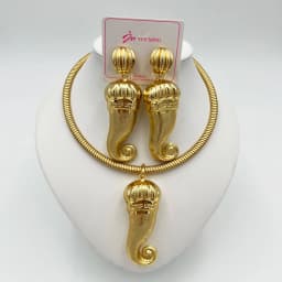 Dubai Jewelry Sets For Women Large Earrings and Pendant Necklace 2Pcs Set Nigeria Bridal Weddings Party Accessory Gifts