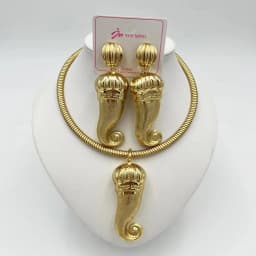 Dubai Jewelry Sets For Women Large Earrings and Pendant Necklace 2Pcs Set Nigeria Bridal Weddings Party Accessory Gifts