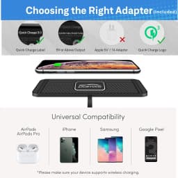 Polmxs Car Wireless Charging for 15W Qi Type C Wireless Charger Mat Non Slip Pad for iPhone 14 13 12 Pro Max Samsung S22/S21/S20