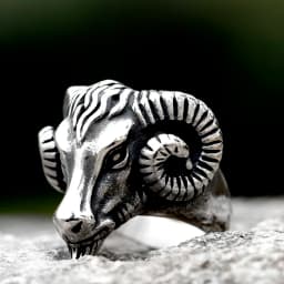 New 316L Stainless Steel Vintage Goat Sheep Animal Rings Men's Fashion Hip Hop Biker Rings Animal Jewelry Birthday Creative Gift