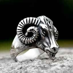 New 316L Stainless Steel Vintage Goat Sheep Animal Rings Men's Fashion Hip Hop Biker Rings Animal Jewelry Birthday Creative Gift