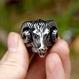 New 316L Stainless Steel Vintage Goat Sheep Animal Rings Men's Fashion Hip Hop Biker Rings Animal Jewelry Birthday Creative Gift