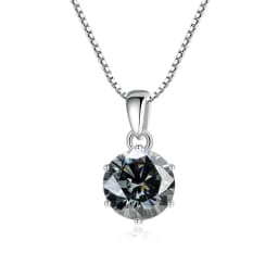 JoyceJelly 1 CT Real Moissanite Pendant Necklace For Women Royal Blue Color Moissanite 925 Sterling Silver Wedding Fine Jewelry