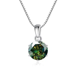 JoyceJelly 1 CT Real Moissanite Pendant Necklace For Women Royal Blue Color Moissanite 925 Sterling Silver Wedding Fine Jewelry