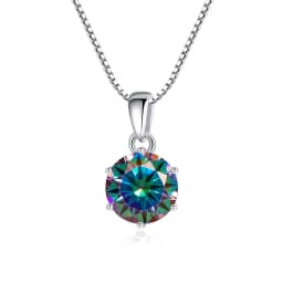 JoyceJelly 1 CT Real Moissanite Pendant Necklace For Women Royal Blue Color Moissanite 925 Sterling Silver Wedding Fine Jewelry