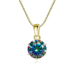 JoyceJelly 1 CT Real Moissanite Pendant Necklace For Women Royal Blue Color Moissanite 925 Sterling Silver Wedding Fine Jewelry