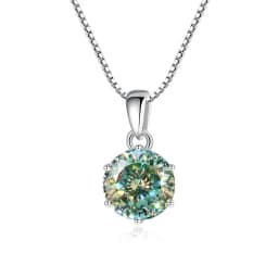 JoyceJelly 1 CT Real Moissanite Pendant Necklace For Women Royal Blue Color Moissanite 925 Sterling Silver Wedding Fine Jewelry