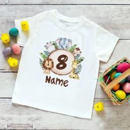 Personalized Birthday Shirt 1-9 Year T-Shirt Wild Tee Boys Birthday Party T Shirt Wild Animal with Name Clothes Kids Gifts Tops