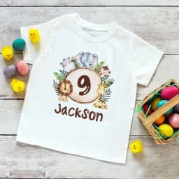 Personalized Birthday Shirt 1-9 Year T-Shirt Wild Tee Boys Birthday Party T Shirt Wild Animal with Name Clothes Kids Gifts Tops