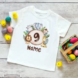 Personalized Birthday Shirt 1-9 Year T-Shirt Wild Tee Boys Birthday Party T Shirt Wild Animal with Name Clothes Kids Gifts Tops
