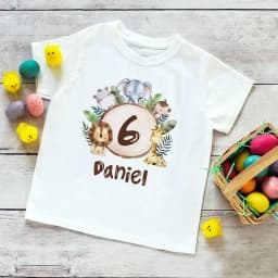 Personalized Birthday Shirt 1-9 Year T-Shirt Wild Tee Boys Birthday Party T Shirt Wild Animal with Name Clothes Kids Gifts Tops