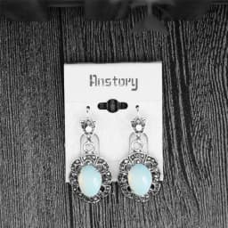 Vintage Flower Pendant Natural Stone Quartz Opal Sets For Women Antique Silver Plated Necklace Earring Ring Fashion Jewelry