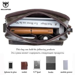 BULLCAPTAIN Genuine Leather Men's Crossbody Bag Large Capacity Casual Multifunctional Handbag A Fashion Business Briefcase
