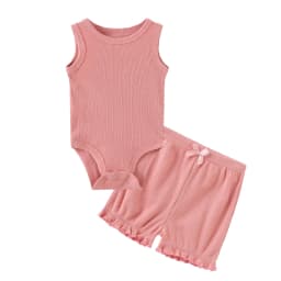 Kiddiezoom Summer Cartoon Sleeveless Newborn Clothes Sets Baby Boy Girl Bodysuits+Pants Cotton Soft Infant Outfits