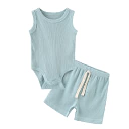 Kiddiezoom Summer Cartoon Sleeveless Newborn Clothes Sets Baby Boy Girl Bodysuits+Pants Cotton Soft Infant Outfits