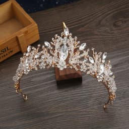 KMVEXO New Handmade Purple Champagne Crystal Bridal Tiaras Crown Women Wedding Headdress Crown Party Costume Hair Accessories