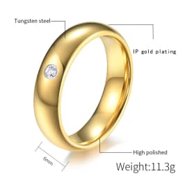 Classic Tungsten Carbide Rings Glod Color 4/6/8mm For Women Men Couple Wedding Bands Zirconia Engagement Christmas Gift Jewelry