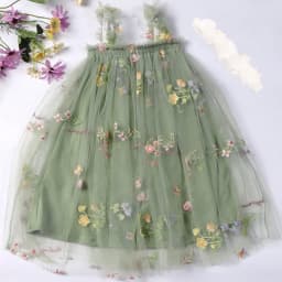 Toddler Baby Girls Tutu Dress Sleeveless Embroidery Floral Print Tulle Dress Little Girl Princess Dresses with Flower Headband
