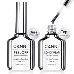 Canni TPO FREE HEMA FREE 18ml Long Wear Diamond Nowipe Top Coat Peeloff Base Coat Soak Off UV LED Gel Polish Nail Manicure