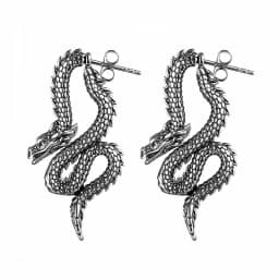 Punk Chinese Dragon Earrings for Women Gift Stainless Steel Unique Handsome Men Loong Ear studs Vintage Male Jewelry Accessories