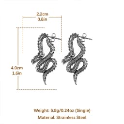 Punk Chinese Dragon Earrings for Women Gift Stainless Steel Unique Handsome Men Loong Ear studs Vintage Male Jewelry Accessories