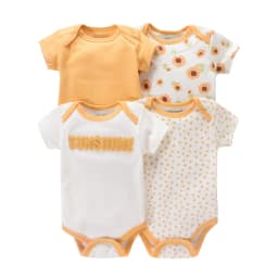 4PCS Newborn Infant Romper Short Sleeve Round Neck Cartoon Animal Flowers Print Bodysuit Onesies For Baby Boys And Girls Clothes