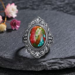 Oval Natural Labradorite Rings for Women Men S925 Silver Ring Finger Ring Retro Gemstone Rings Jewelry Party Gift