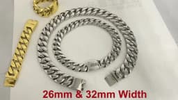 Stainless Steel 26/32mm Cuban Link Chain Necklace Hip Hop Punk Men's Chunky Waterproof Choker Jewelry SDA