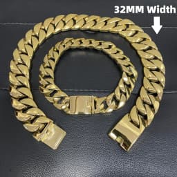 Stainless Steel 26/32mm Cuban Link Chain Necklace Hip Hop Punk Men's Chunky Waterproof Choker Jewelry SDA