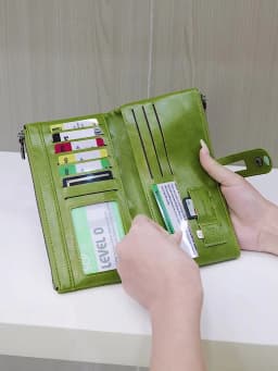 Hot Selling RFID Women's Long Wallet PU Leather Handbag with Multiple Card Slots, Coin Zipper Wallet, Women's Mobile Wallet