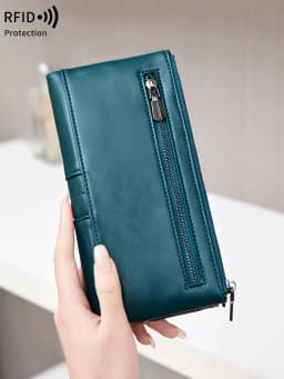 Hot Selling RFID Women's Long Wallet PU Leather Handbag with Multiple Card Slots, Coin Zipper Wallet, Women's Mobile Wallet