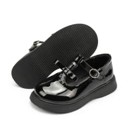 New Fashion Children's Shoes Simple Bow T Buckle Black Leather Shoes Classic Cute Versatile Princess Dress Shoes