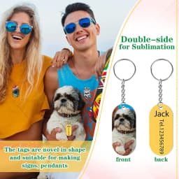 31PCS Sublimation Blank Dog Tags Aluminum Pendants Double Sided Blank Stamping Tags Message Pendant Necklaces DIY Craft