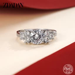 ZDADAN 925 Sterling Silver 8MM Zircon Finger Ring For Women Fashion Wedding Jewelry Accessories Wholesale