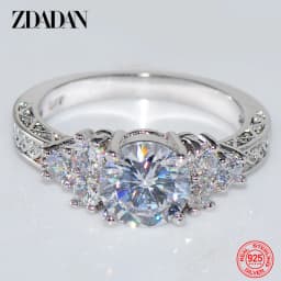 ZDADAN 925 Sterling Silver 8MM Zircon Finger Ring For Women Fashion Wedding Jewelry Accessories Wholesale