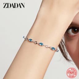 ZDADAN 925 Sterling Silver Sapphire Charm Bracelet Chain For Women Fashion Jewelry Accessories