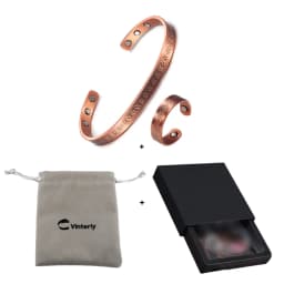Pure Copper Jewelry Set for Women Flower Adjustable Open Cuff Magnet Arthritis Pain Relief Rings 6mm Health Energy Jewelry-sets