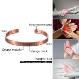 Pure Copper Jewelry Set for Women Flower Adjustable Open Cuff Magnet Arthritis Pain Relief Rings 6mm Health Energy Jewelry-sets