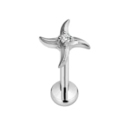 ASTM F136 G23 Titanium Flower Petals Star Heart Butterfly Threadless Piercing Pin Push in Labret Daith Conch Earring 16G 18G 20G